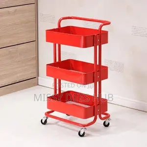 3 Tier Metallic Cart With Wheels