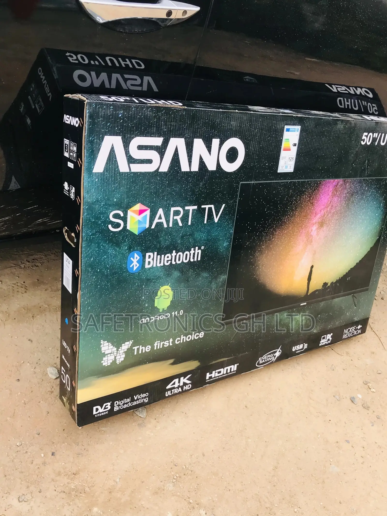 50 Inches Glossy Black Asano UHD Smart Led Tv