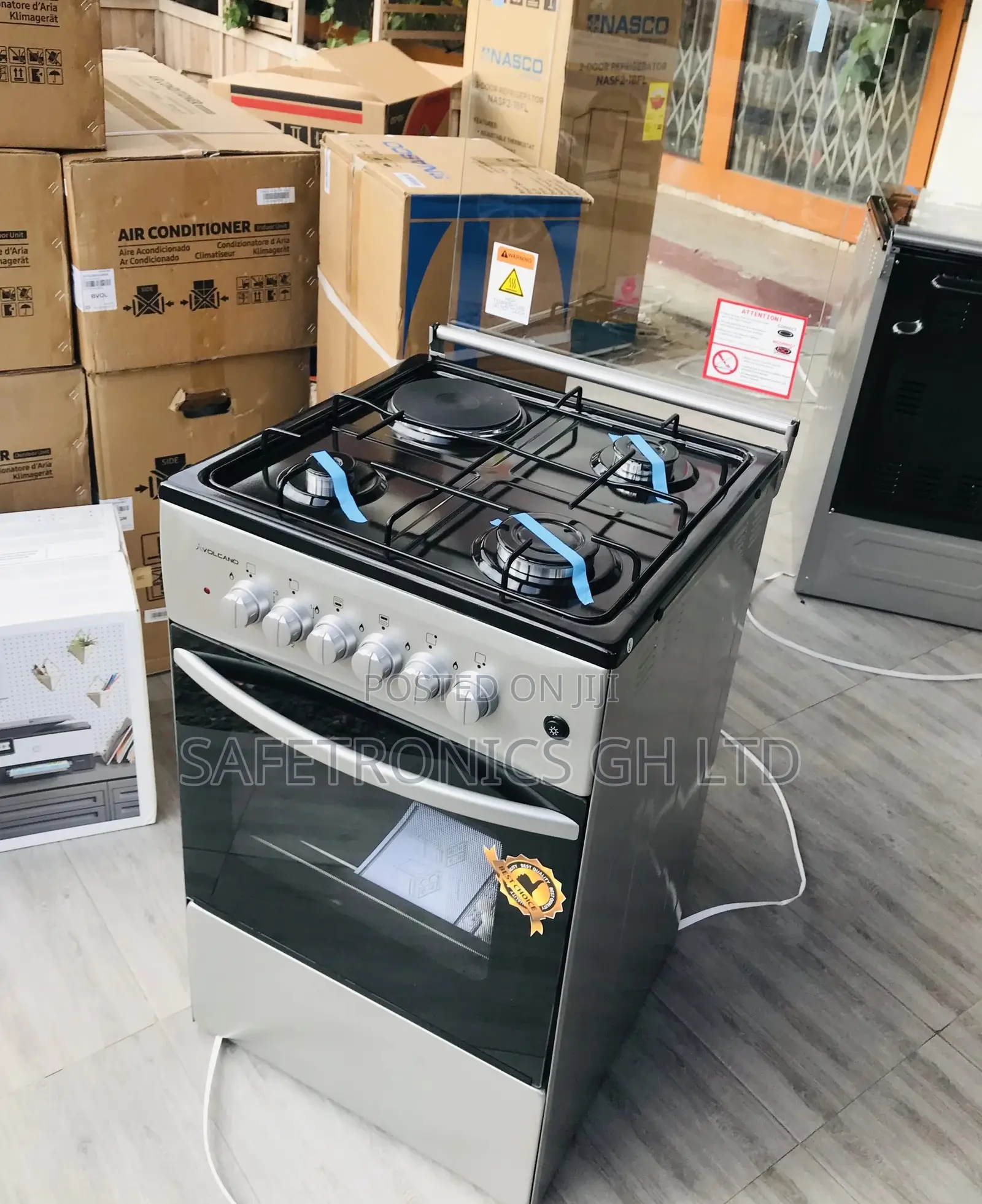 3 Gas 1 Electric Oven With Grill Volcano Glass Lid 50x50