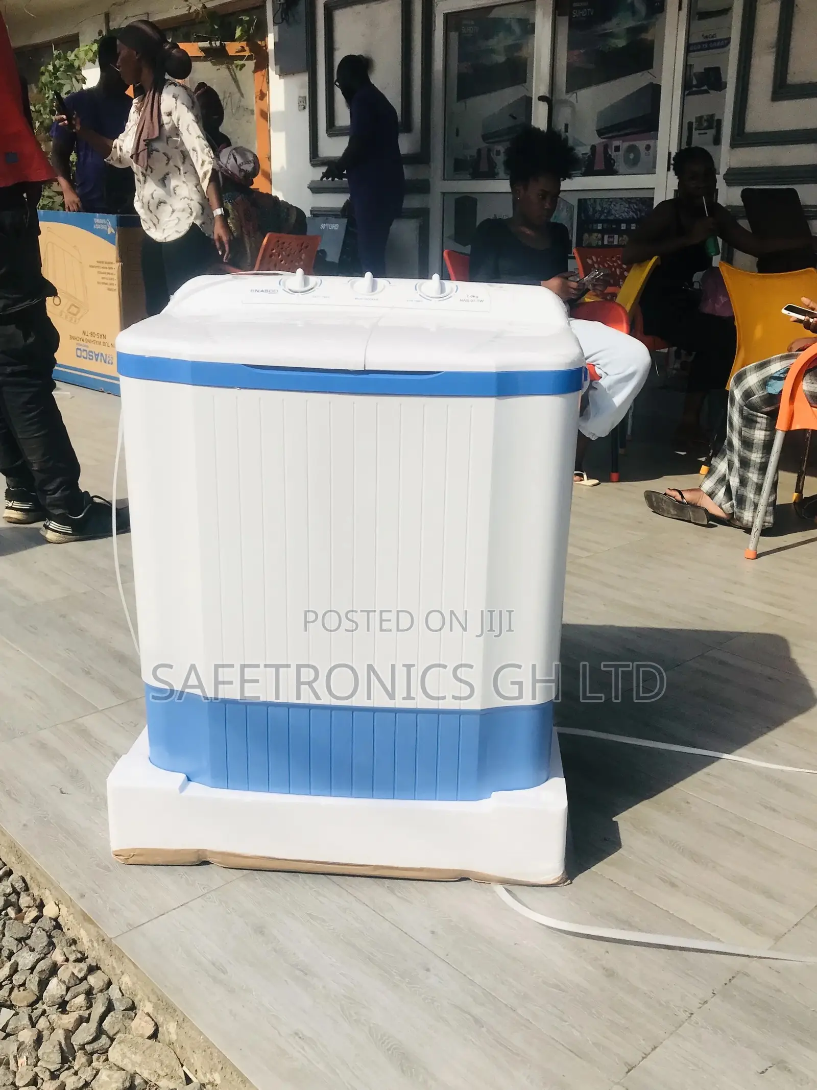 Nasco White/Blue 7kg Topload Semiautomatic Washingmachine