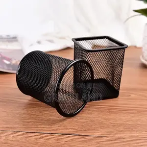 2 PCS Office Desk Pen Pot Ruler Scissor Pencil Holder Cup