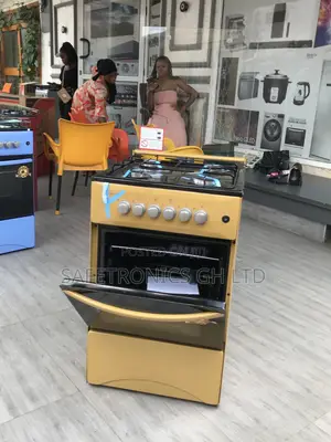 4 Gas Oven With Grill Volcano Glass Lid Gold 50x50