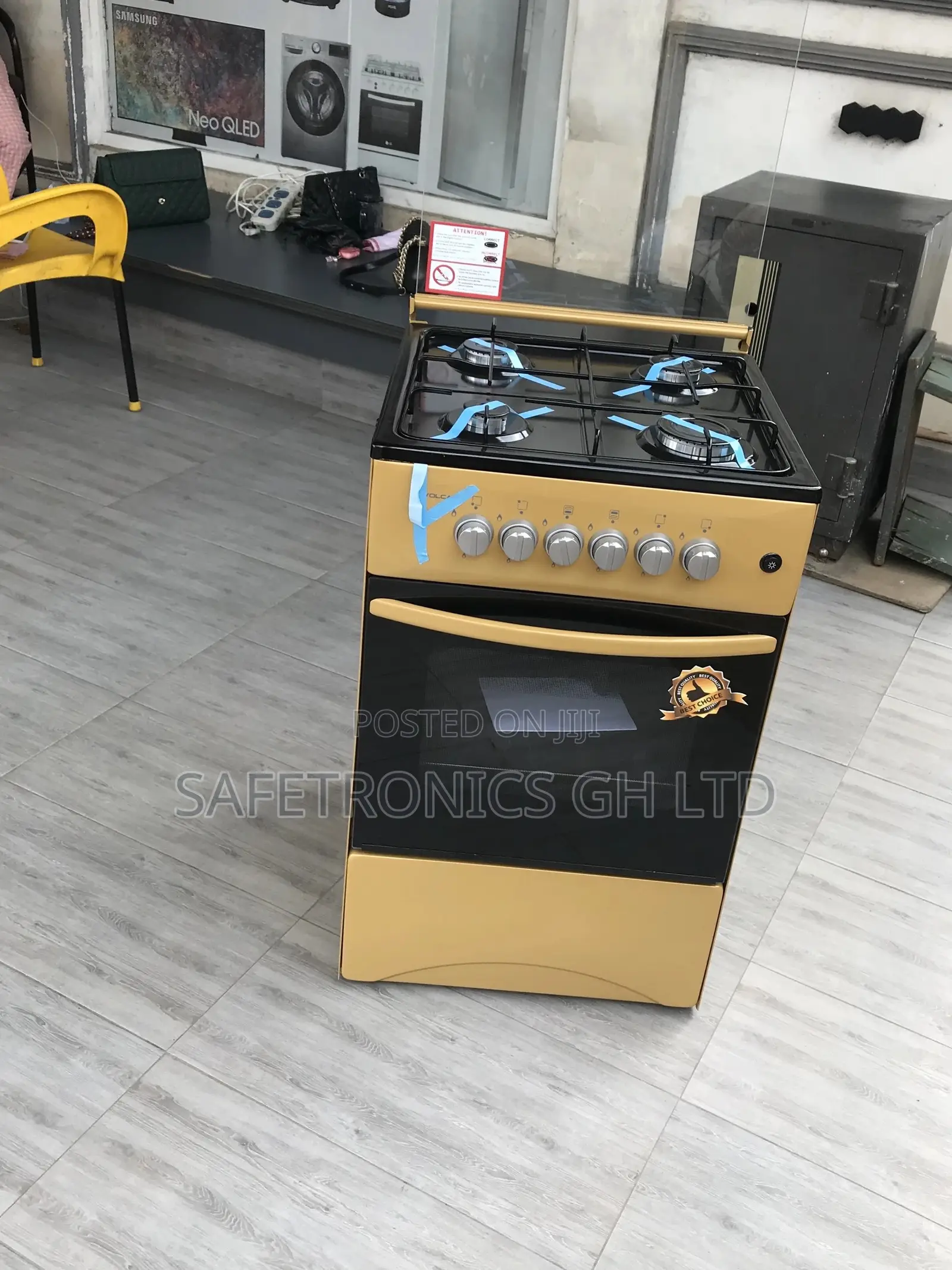 Gold 50x50 Oven With Grill Volcano Glass Lid 4 Gas Cooker