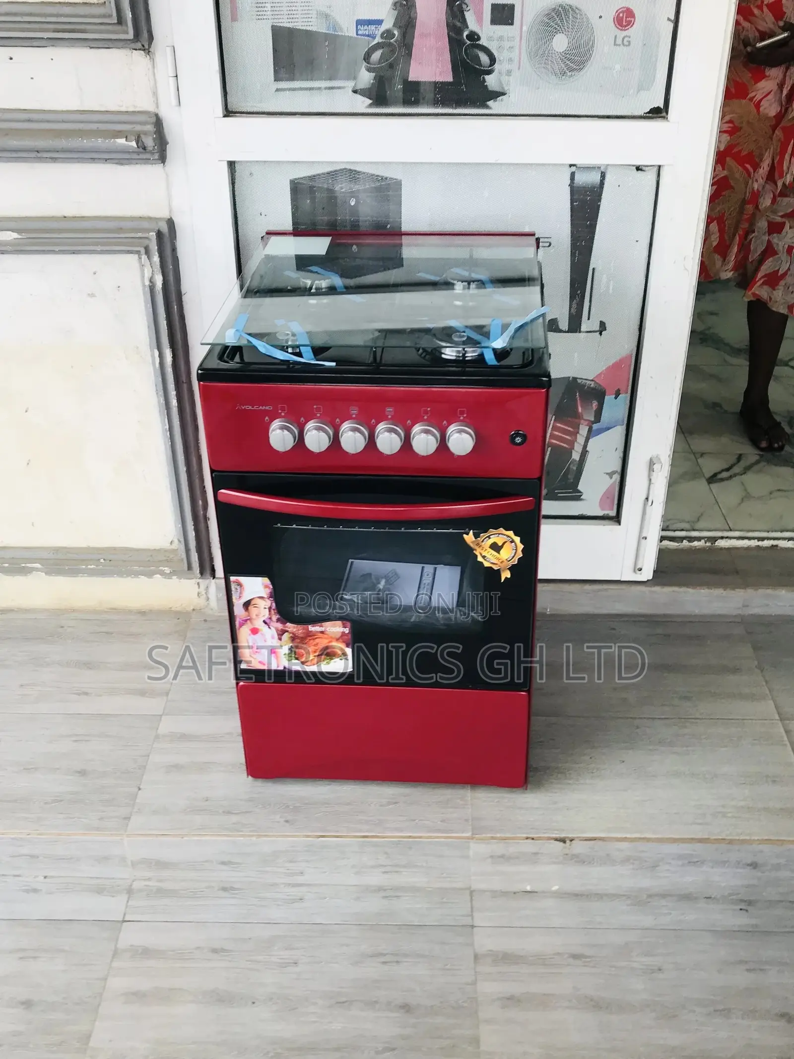 Volcano 4 Gas Cooker Oven With Grill 50x50 Red