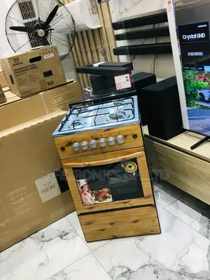 50x50 4 Gas Cooker Oven With Grill Glass Lid Light Wooden