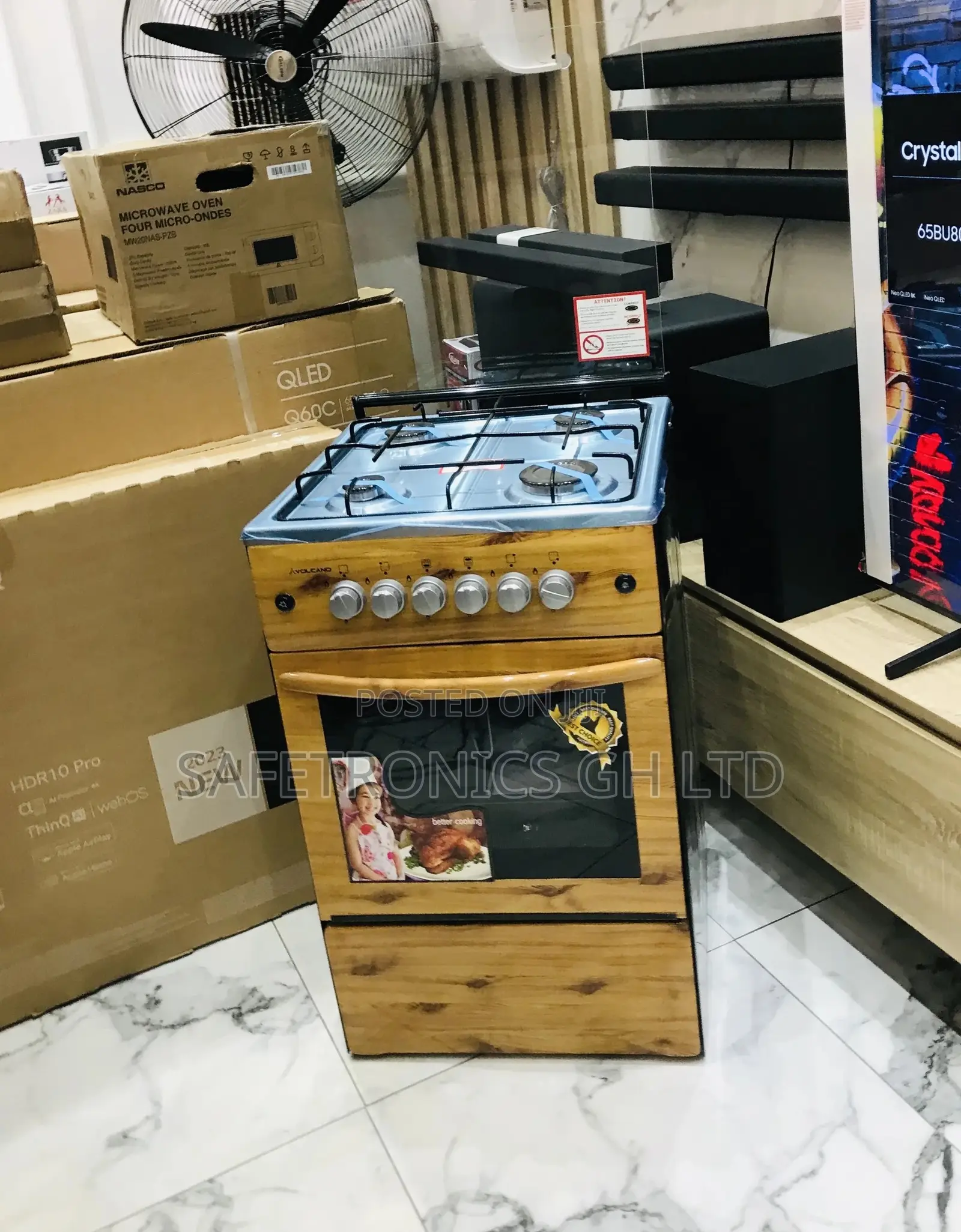 Wooden Light 4 Gas Cooker Oven With Grill Glass Lid 50x50