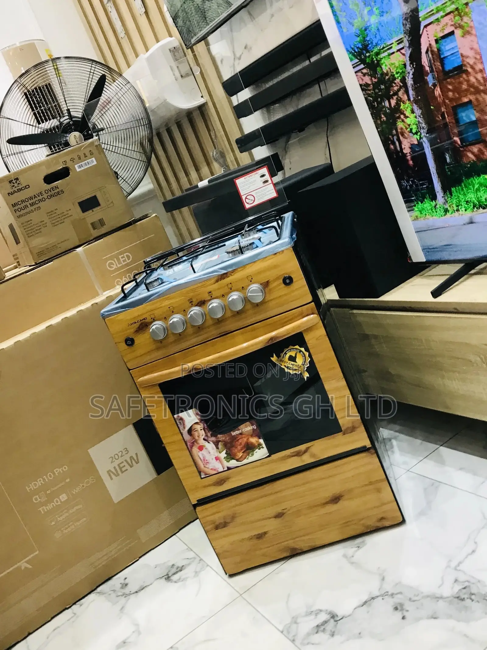 50x50 4 Gas Light Wooden Oven With Grill Cooker Glass Lid