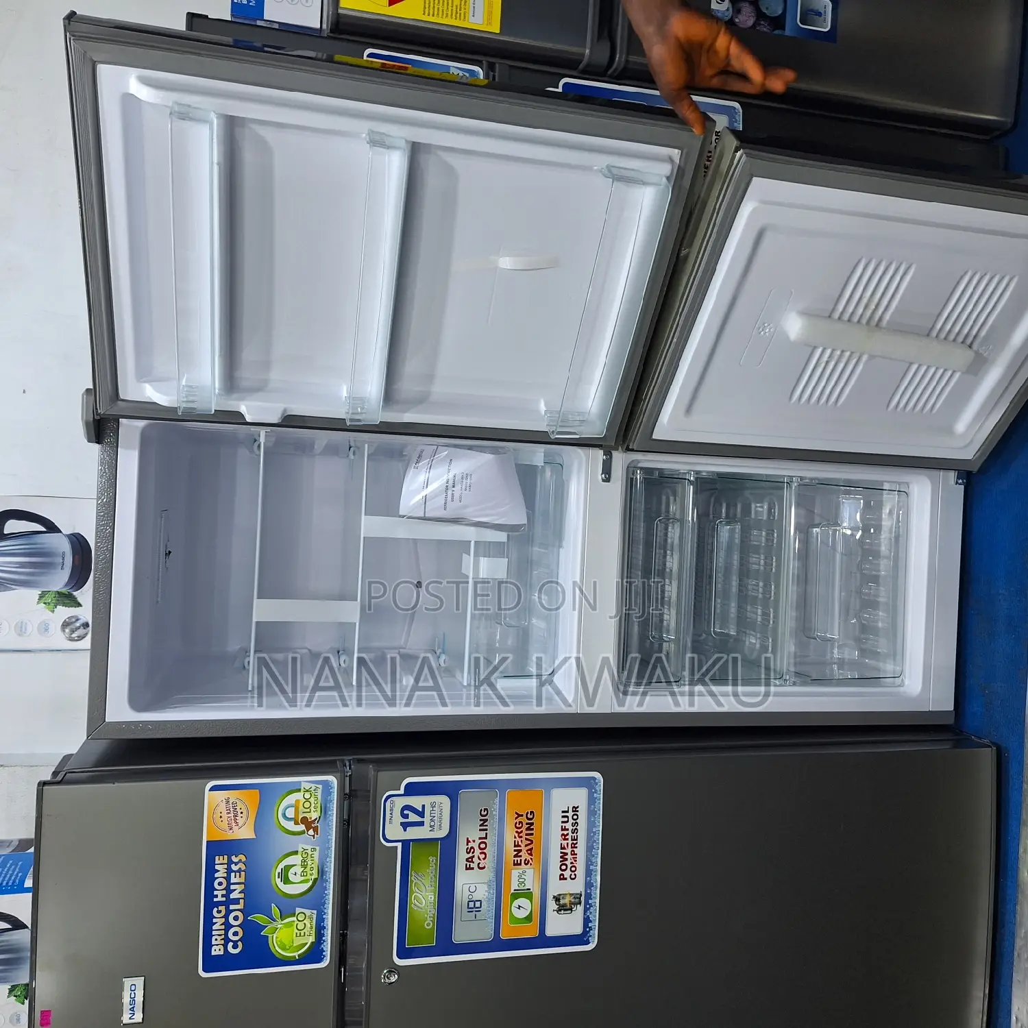 Nasco Nasd2-22kd Double Door Fridge With Bottom Freezer