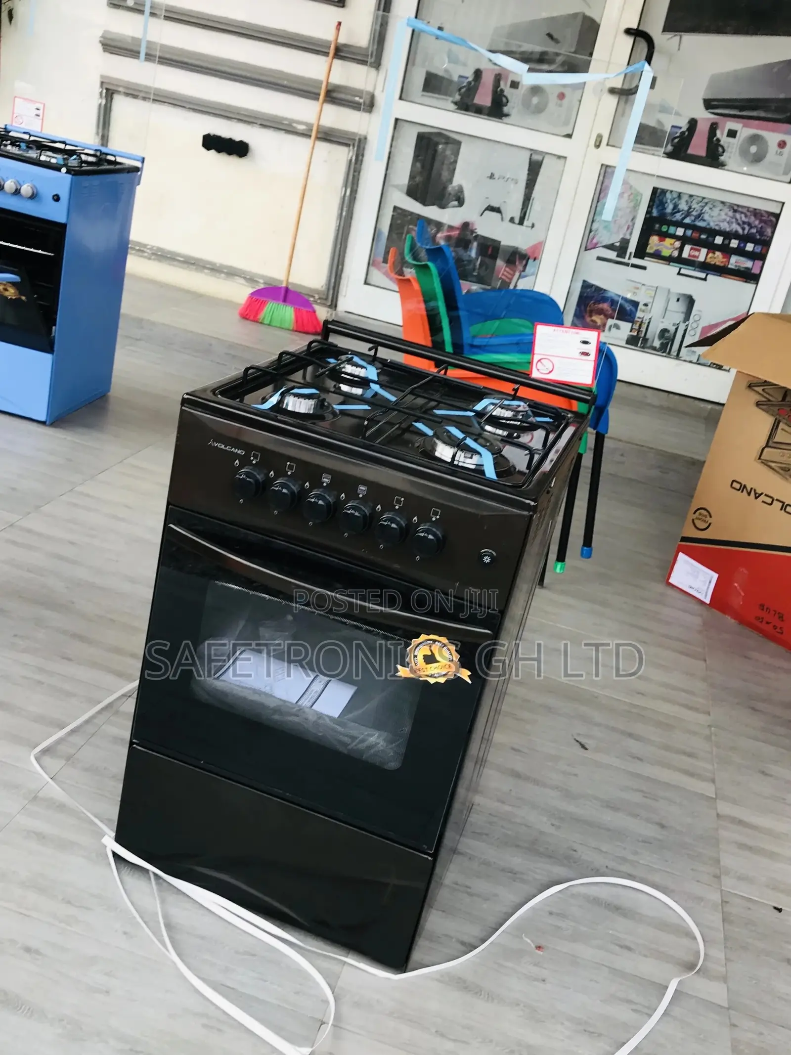 Brown 50x50 Oven With Grill Volcano 4 Gas Cooker Glass Lid