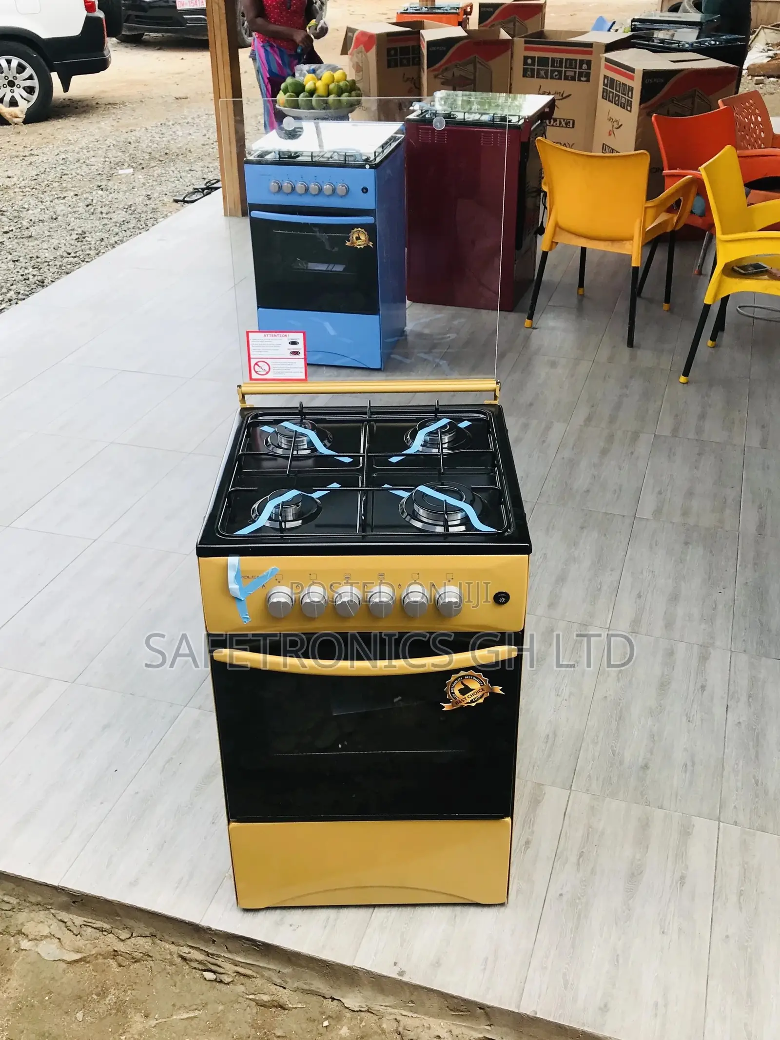 4 Gas Cooker Oven With Grill Volcano Yellow 50x50