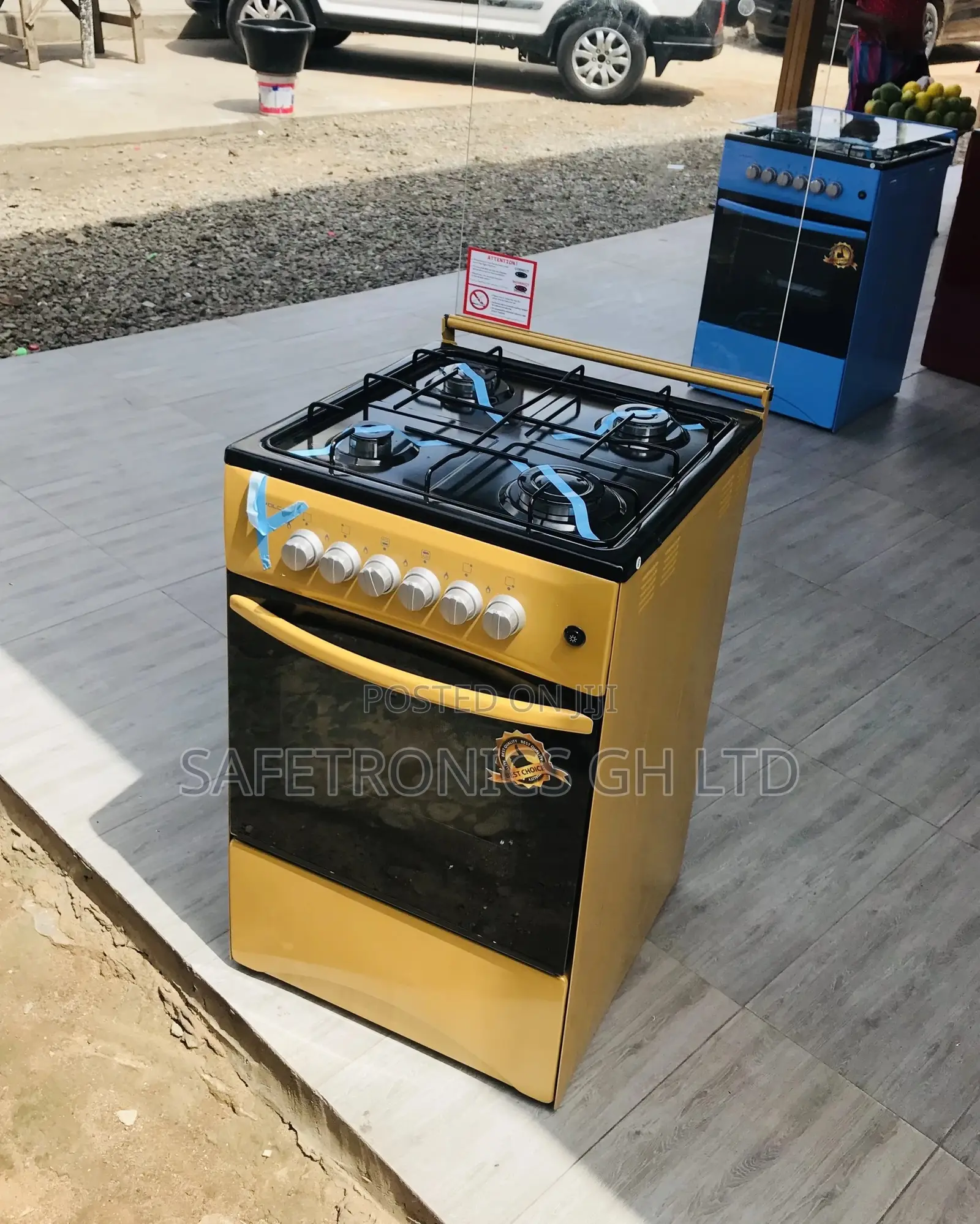Glass Lid Oven With Grill Volcano 4 Gas Yellow 50x50 Cooker