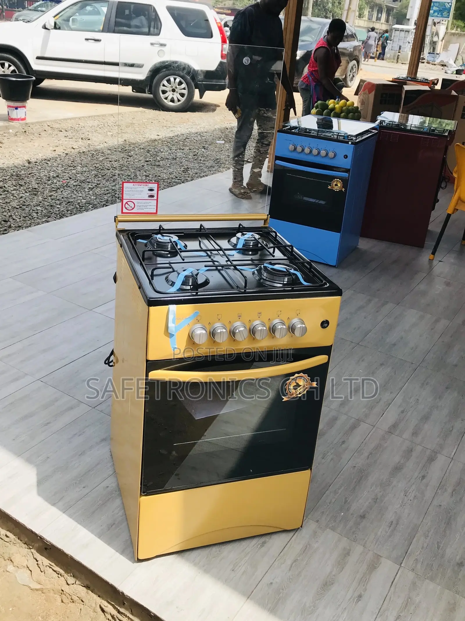 Oven With Grill Yellow 4 Gas Cooker 50x50 Glass Lid Volcano