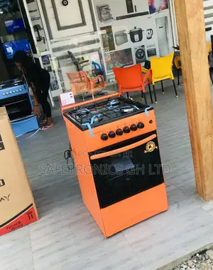 4 Cooker Gas Volcano 50x50 Oven With Grill Glass Lid Orange