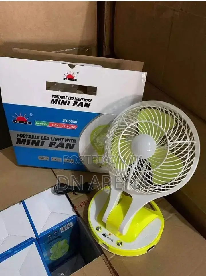 Potable Led Light With Mini Fan Rechargeable