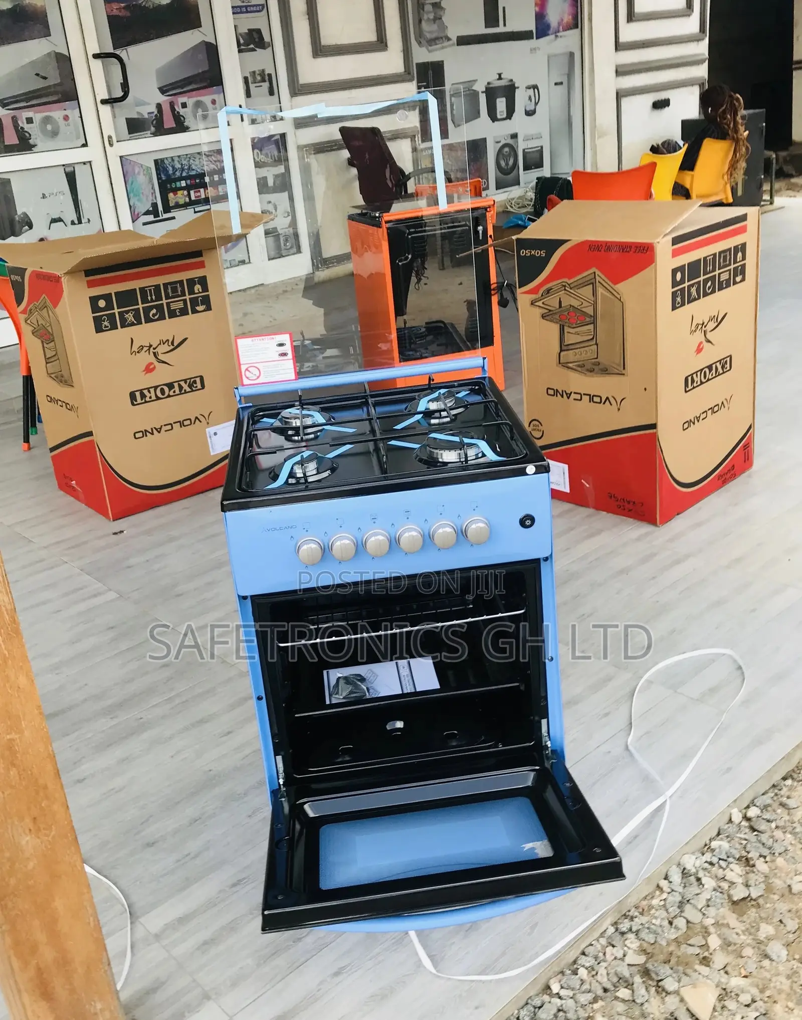 Gas 4 Cooker Volcano Oven With Grill Glass Lid 50x50