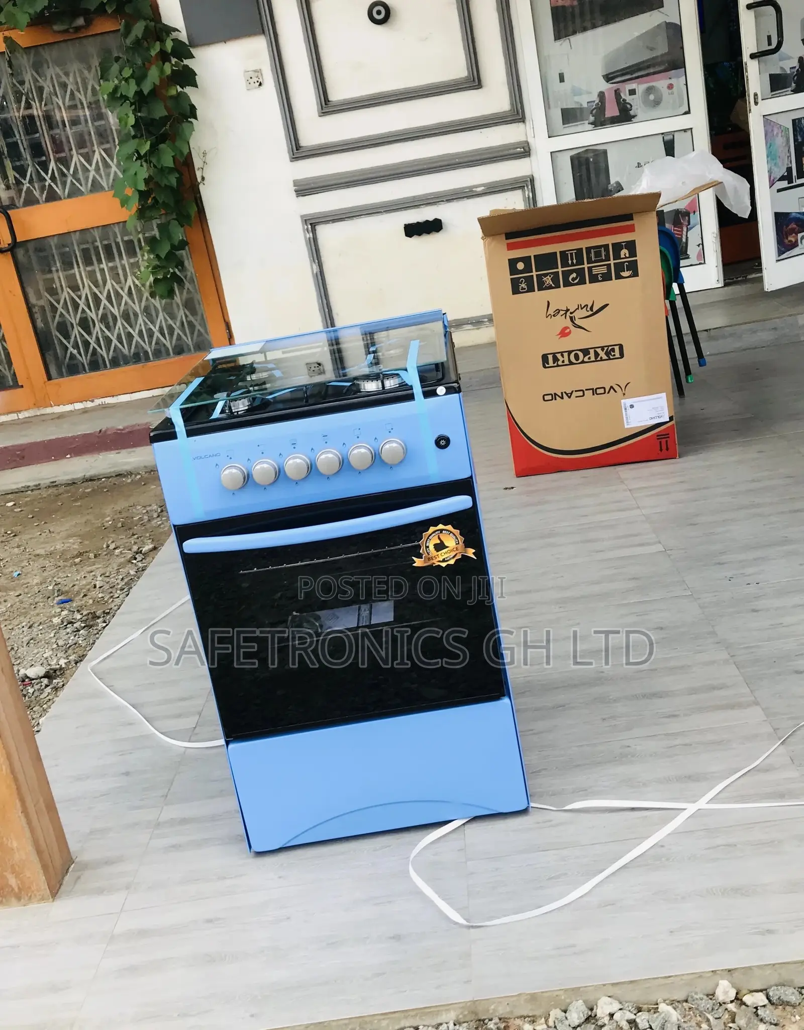 50x50 4 Gas Cooker Oven With Grill Volcano Blue Glass Lid