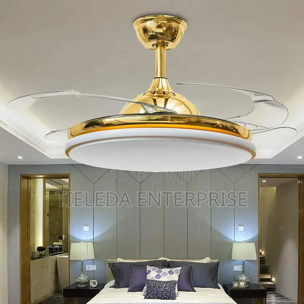 Pure Gold Chandelier With Fan