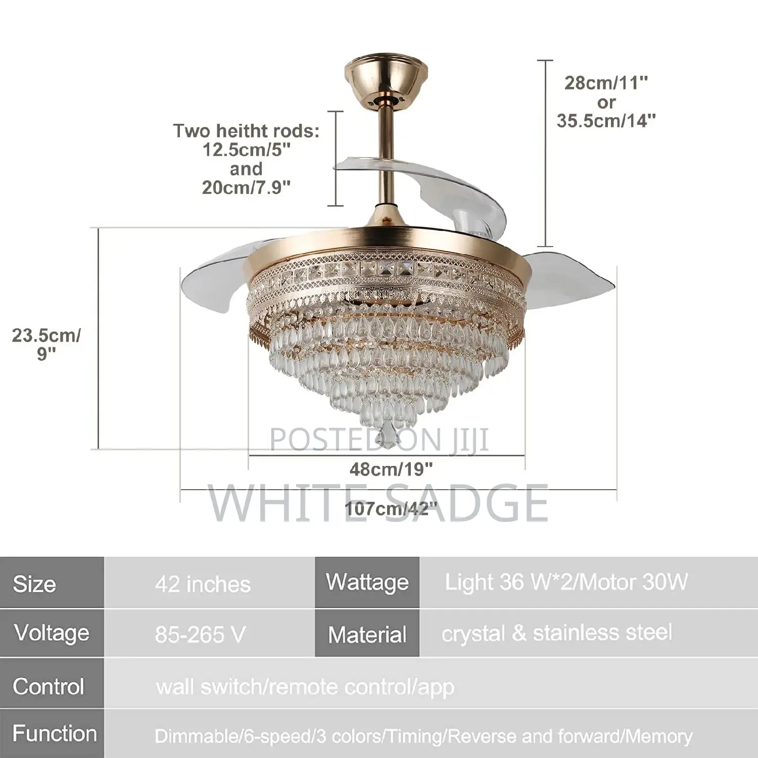 Chandelier Fan With (Remote Controller)