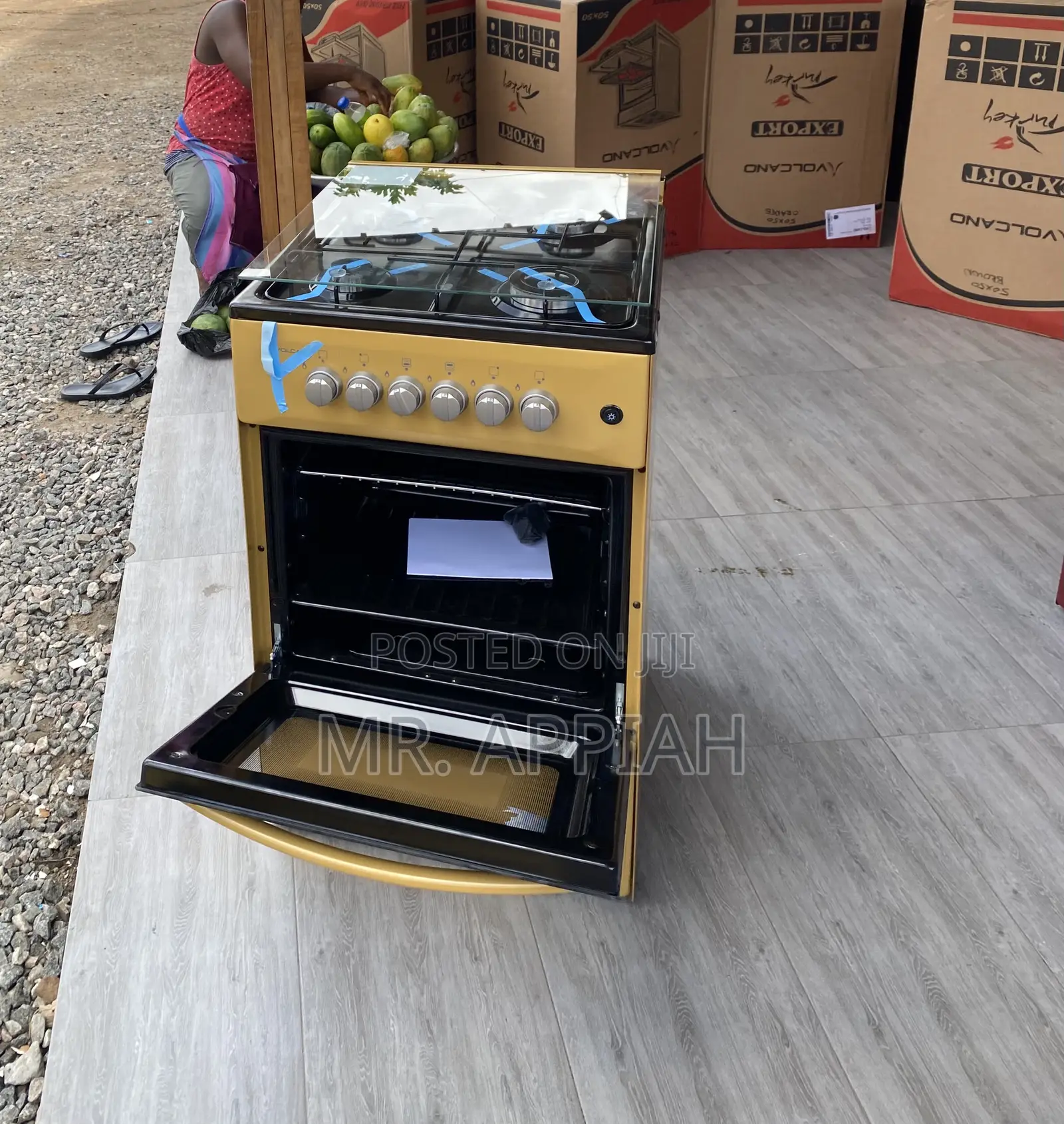 Oven and Grill 4 Gas Burner With Oven Grill(Gold).