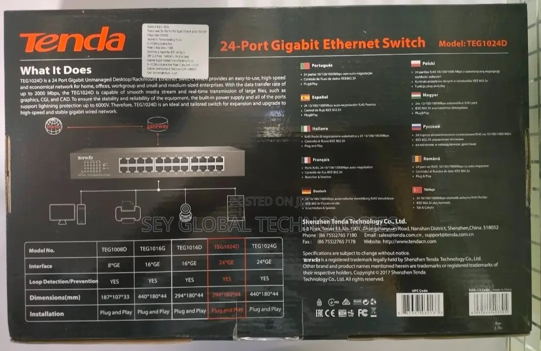 Tenda TEG1024D 24-Port 10/100/1000 Gigabit Switch