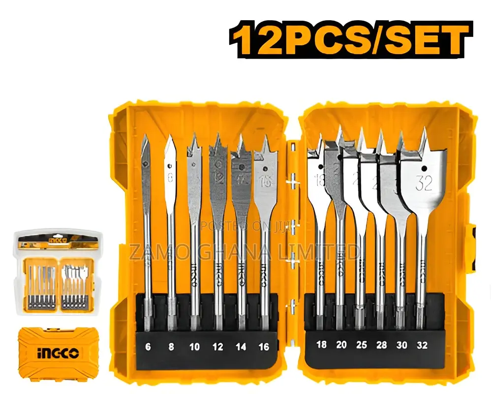 12 PCS Flat Wood Drill Bits Set - Akdl1201