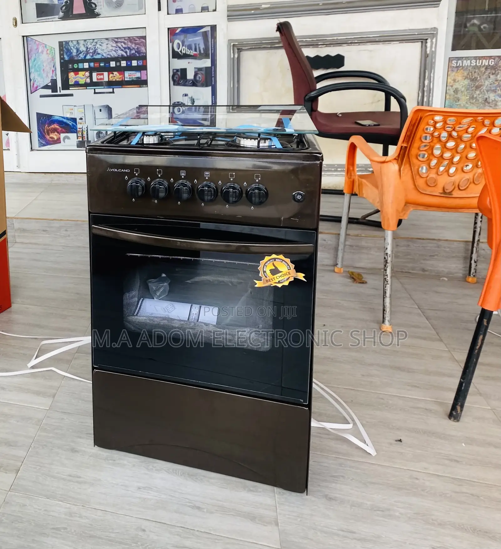 Sealed in Box Volcano 50x50 4 Gas Burner With Oven(Brown).