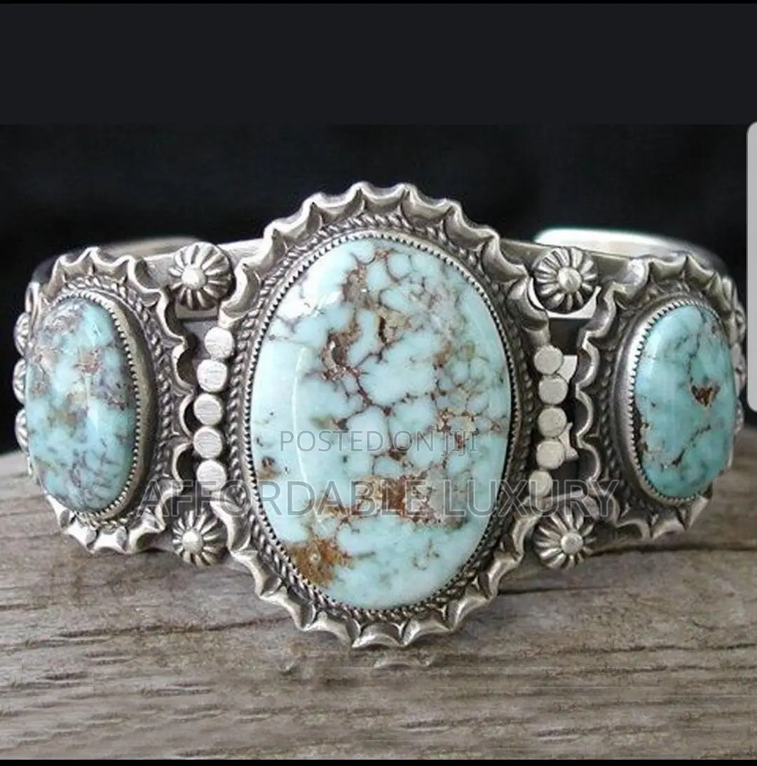 Unisex Vintage Blue Turquoise Gemstone Design Ring