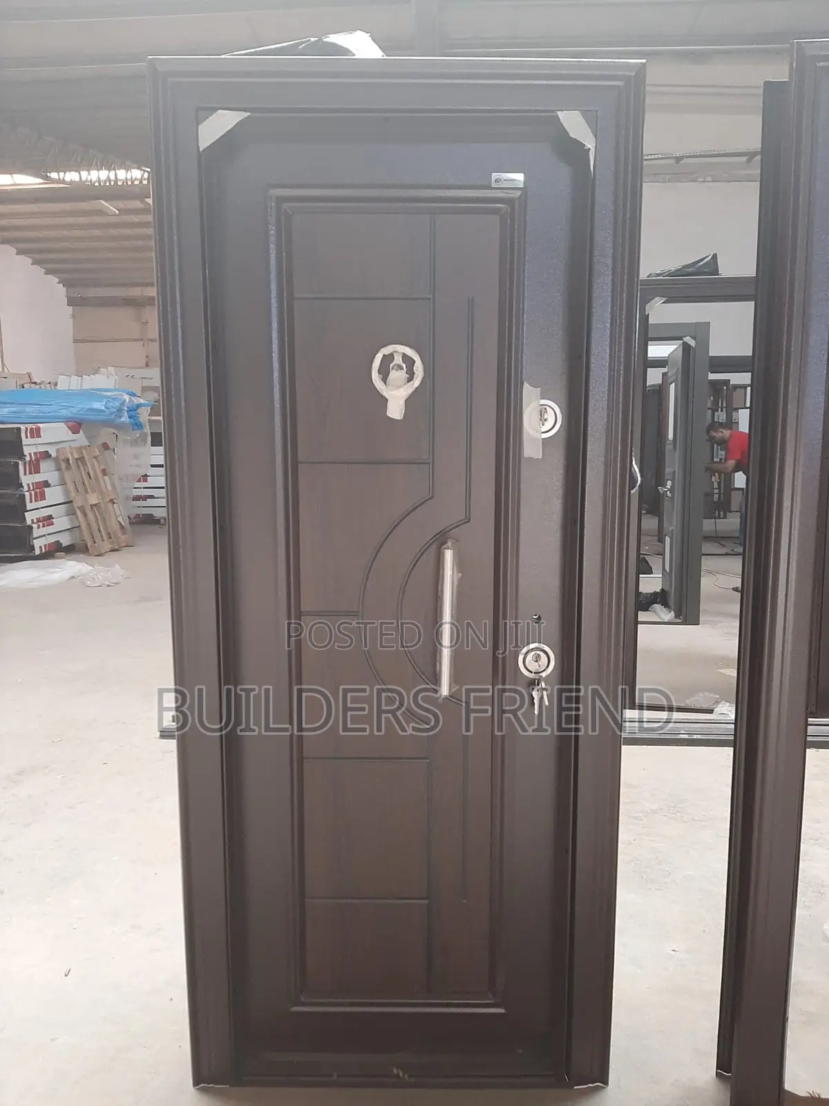 Single Turkish Brown Entrance Heavy Security Door Set