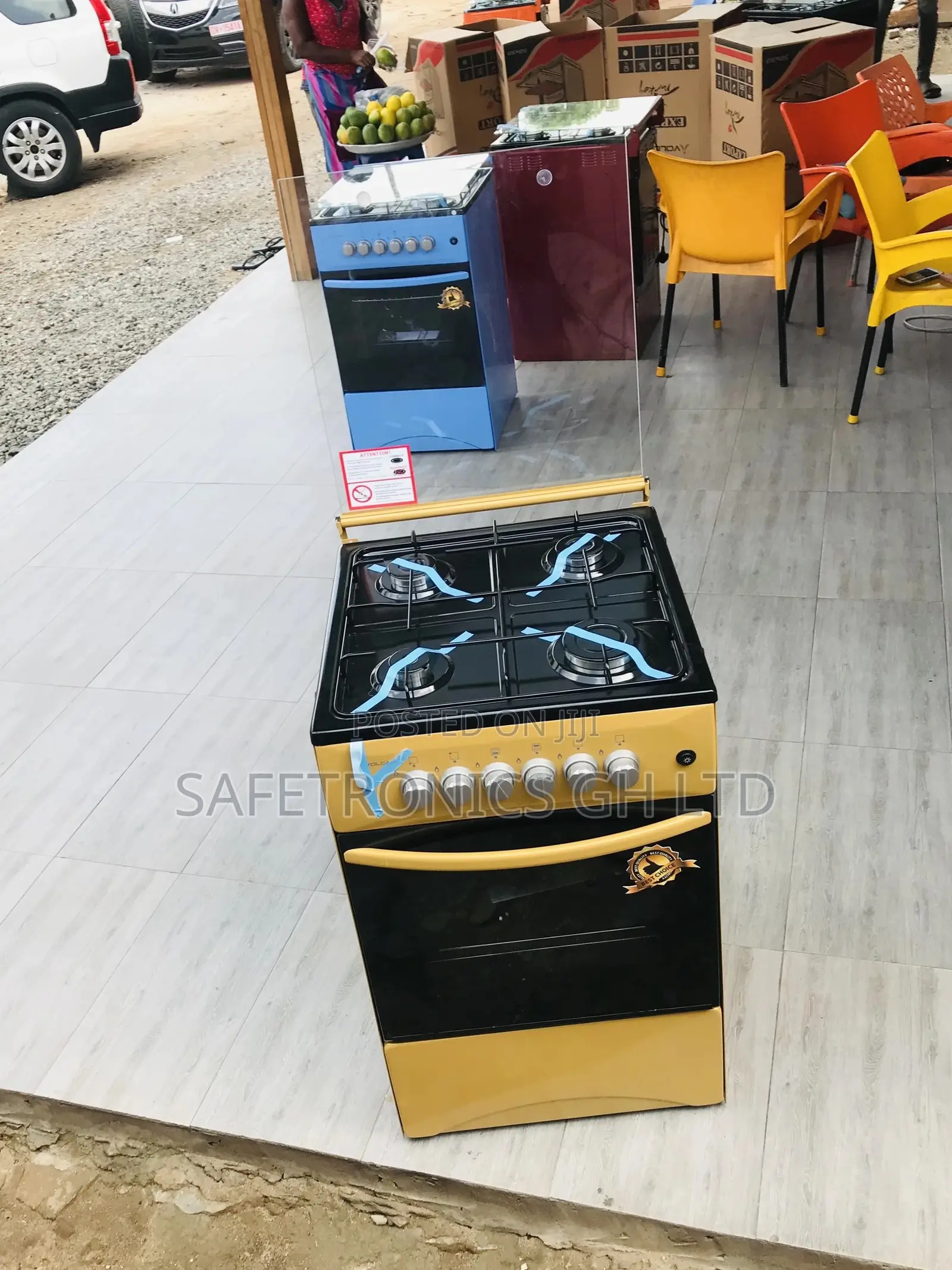 Oven With Grill 50x50 Yellow 4 Gas Cooker Glass Lid Volcano