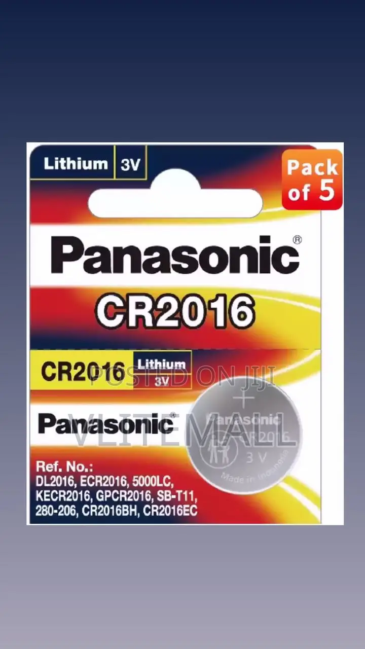 Panasonic CR2016 3v Lithium Cell Battery 5pack