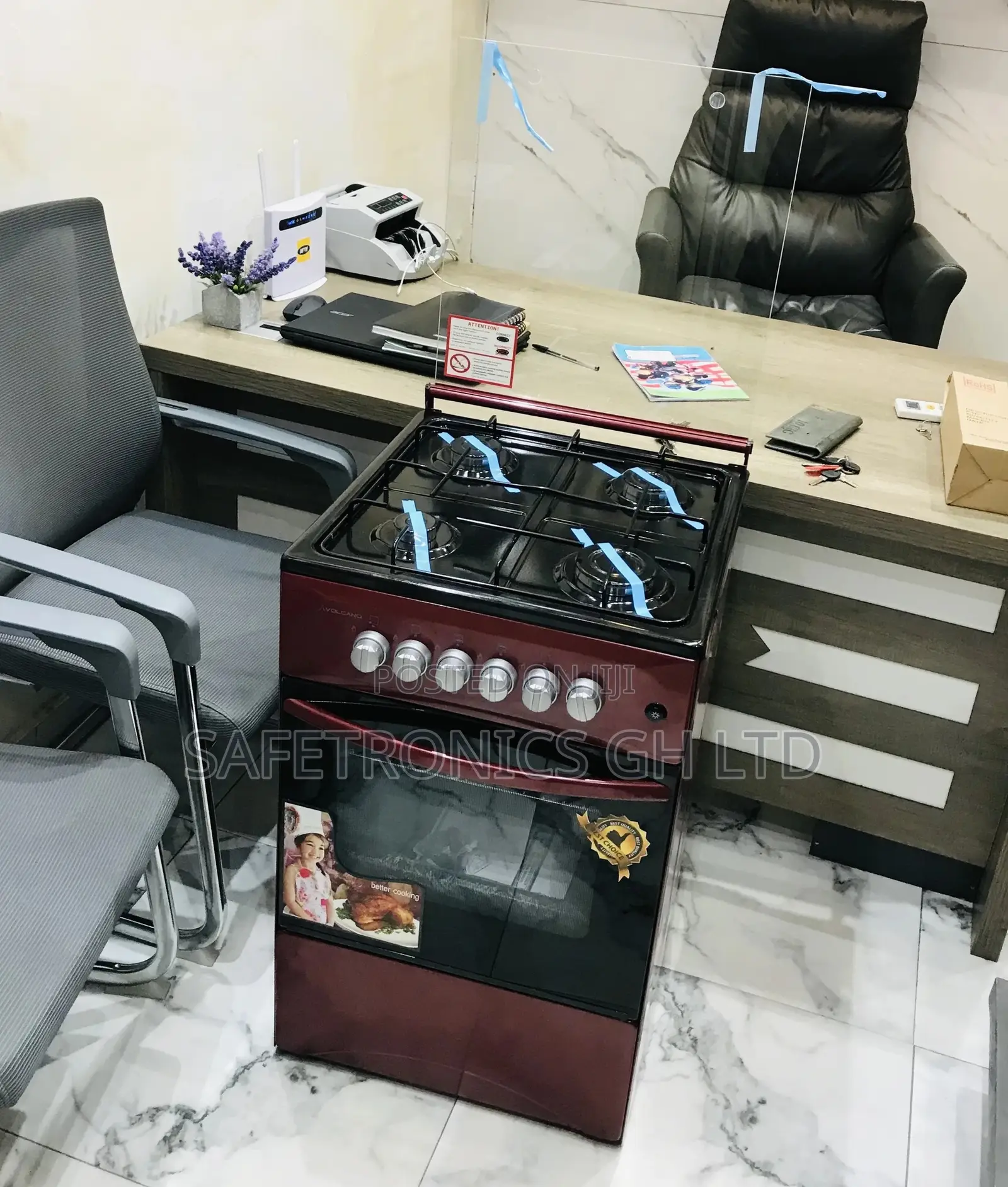 Volcano Oven With Grill 4 Gas Cooker Red 50x50