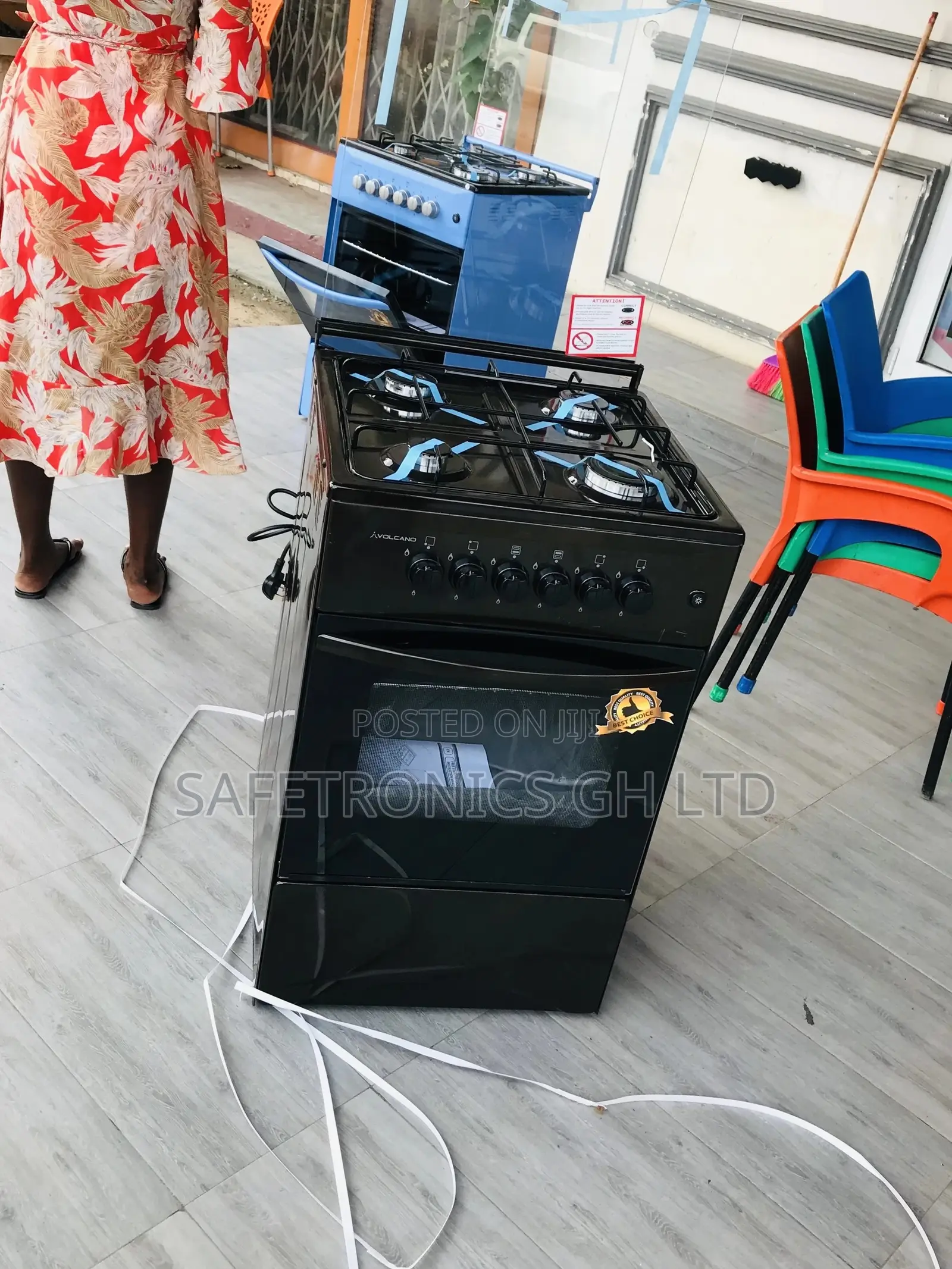 Black Volcano 4 Gas Cooker Oven With Grill 50x50