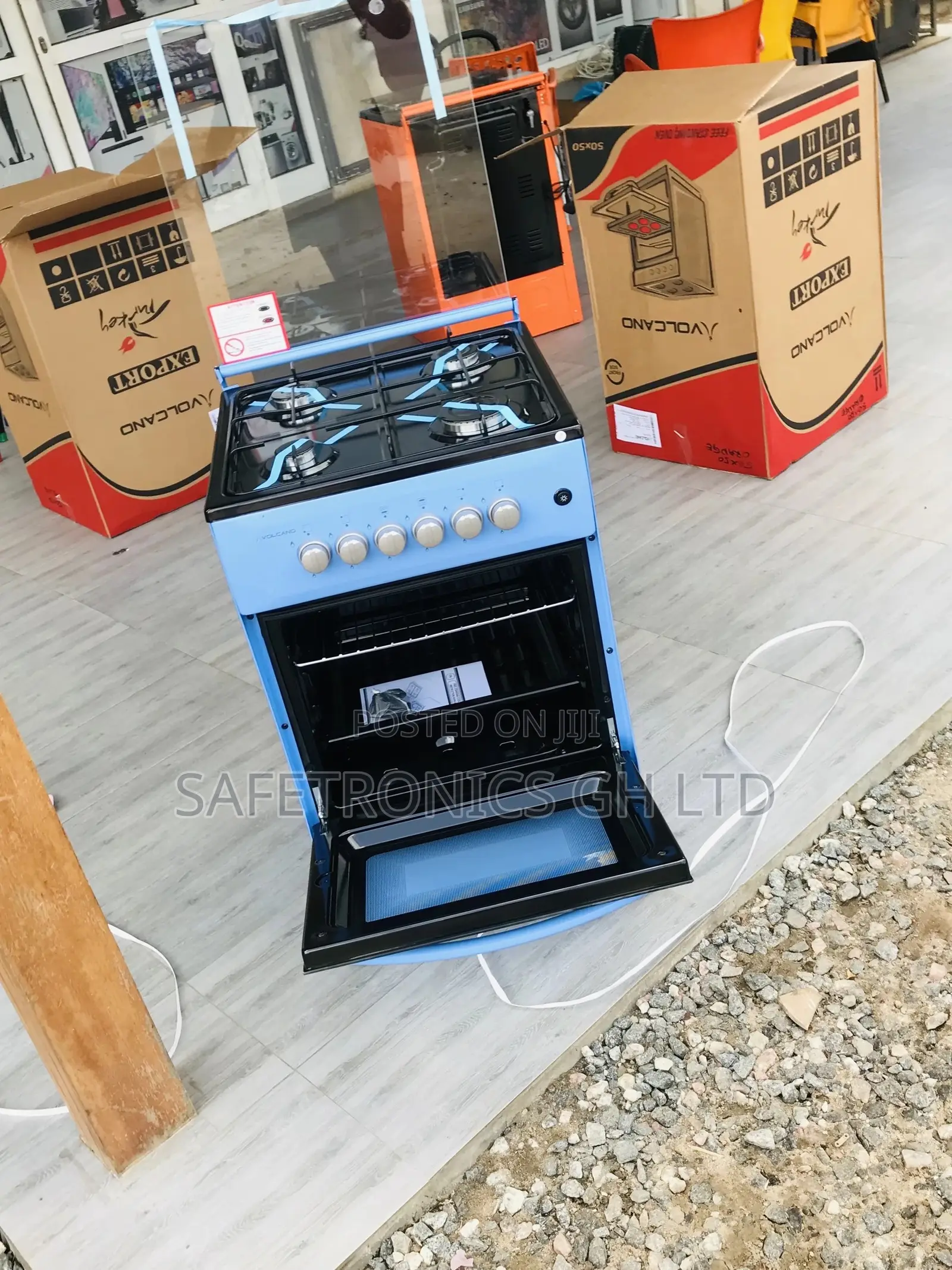 Adjustable 4 Gas 50x50 Oven With Grill Volcano Glass Lid