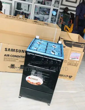 4 Gas Cooker Oven With Grill Chigo Black 50x50