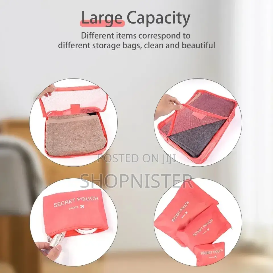 6pcs Luggage Travel Bags Underwear Shoes
Storage Bag Pink