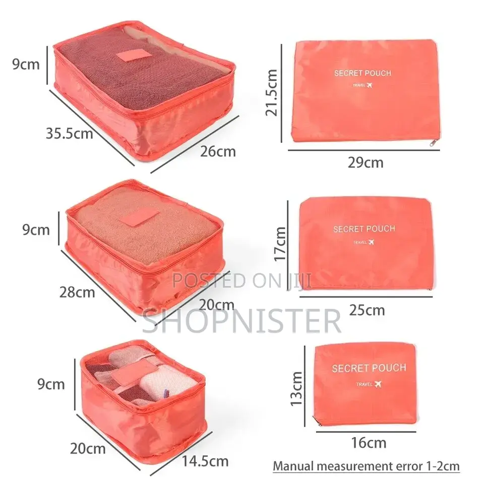 6pcs Luggage Travel Bags Underwear Shoes
Storage Bag Pink