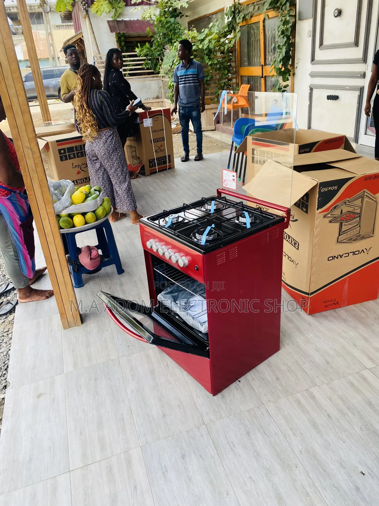 Fast Cooking Volcano Oven and Grill 4 Gas Burner(Red).