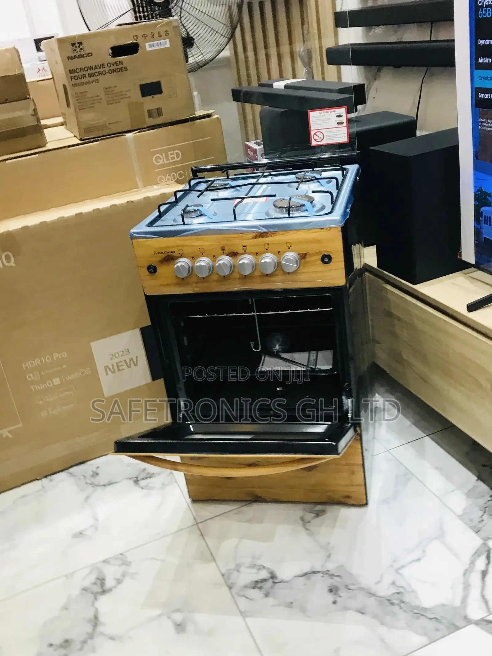 Oven With Grill Light Wooden 4 Gas Cooker Glass Lid 50x50