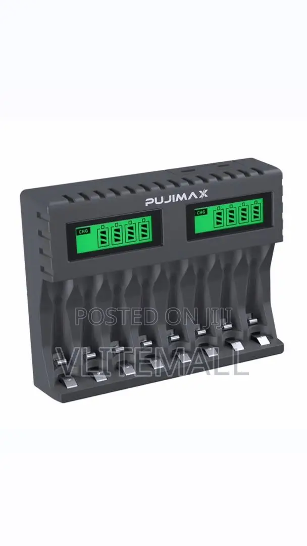 Pujimax 8-Slot LCD Intelligent Display Charger ( Aa / Aaa )