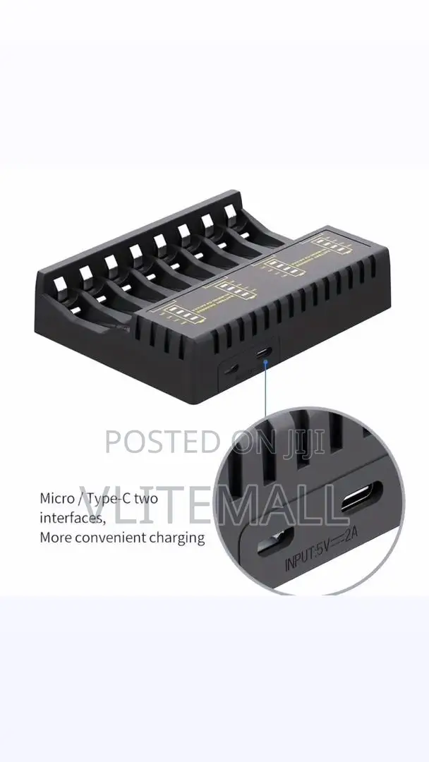 PUJIMAX Smart Battery Charger 8 Slots With LED Indicator