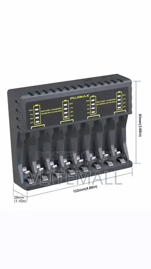PUJIMAX Smart Battery Charger 8 Slots With LED Indicator