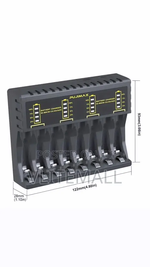 PUJIMAX Smart Battery Charger 8 Slots With LED Indicator