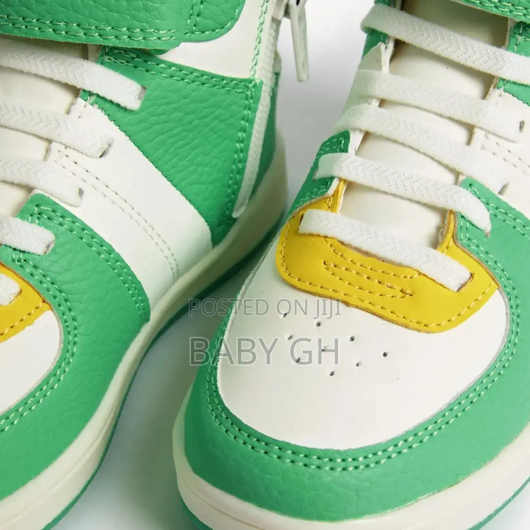 M S Kids Green White High Top Trainers
