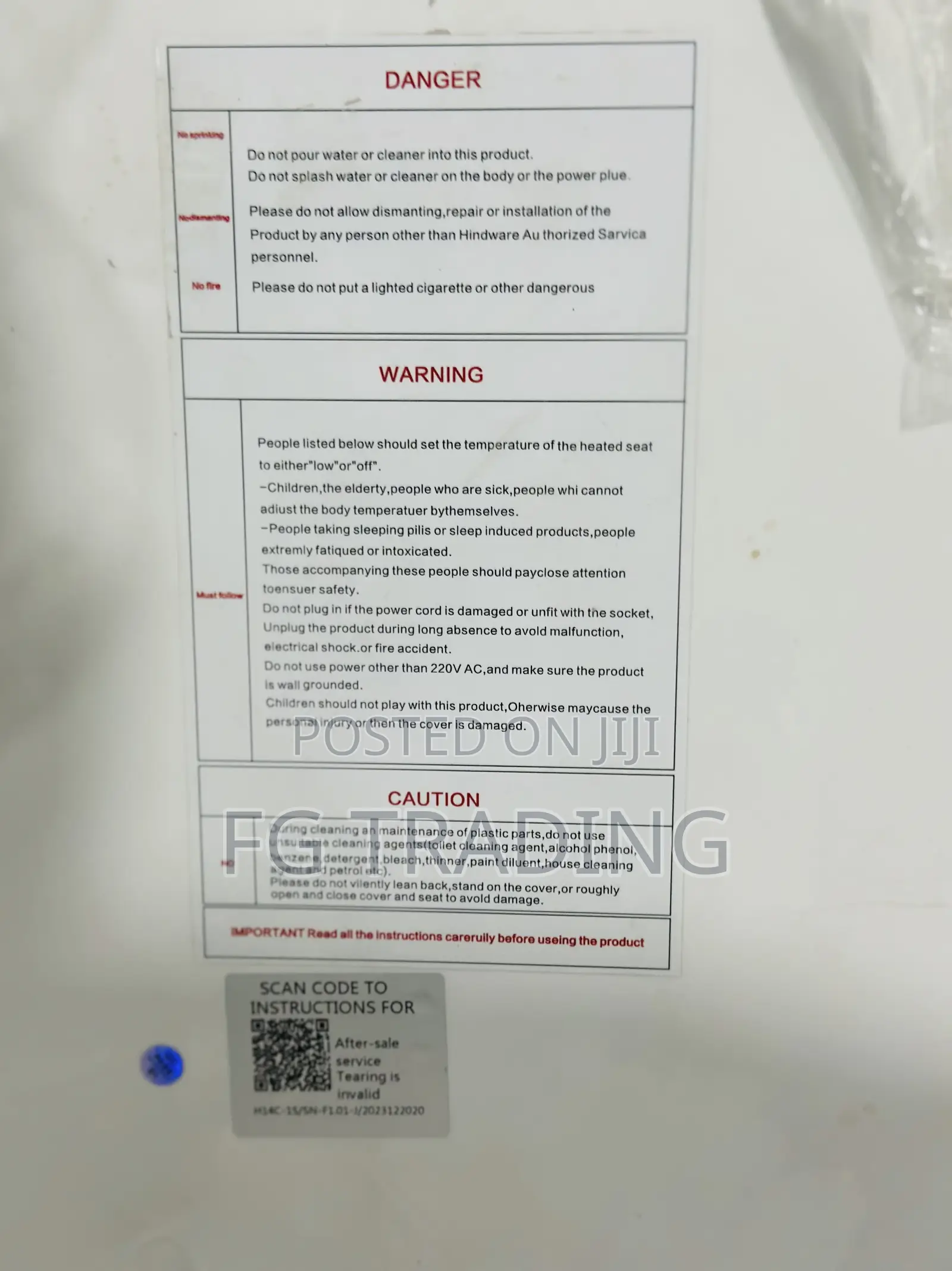 Intelligent Toilet - Smart Water Closet - Remote Sensor Wc