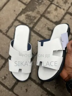 White Handmade Hermes Slippers