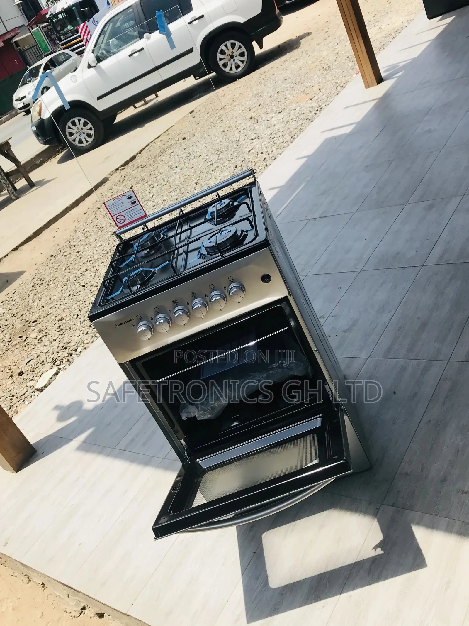 Gray Volcano Oven With Grill 50x50 4 Gas Cooker Glass Lid