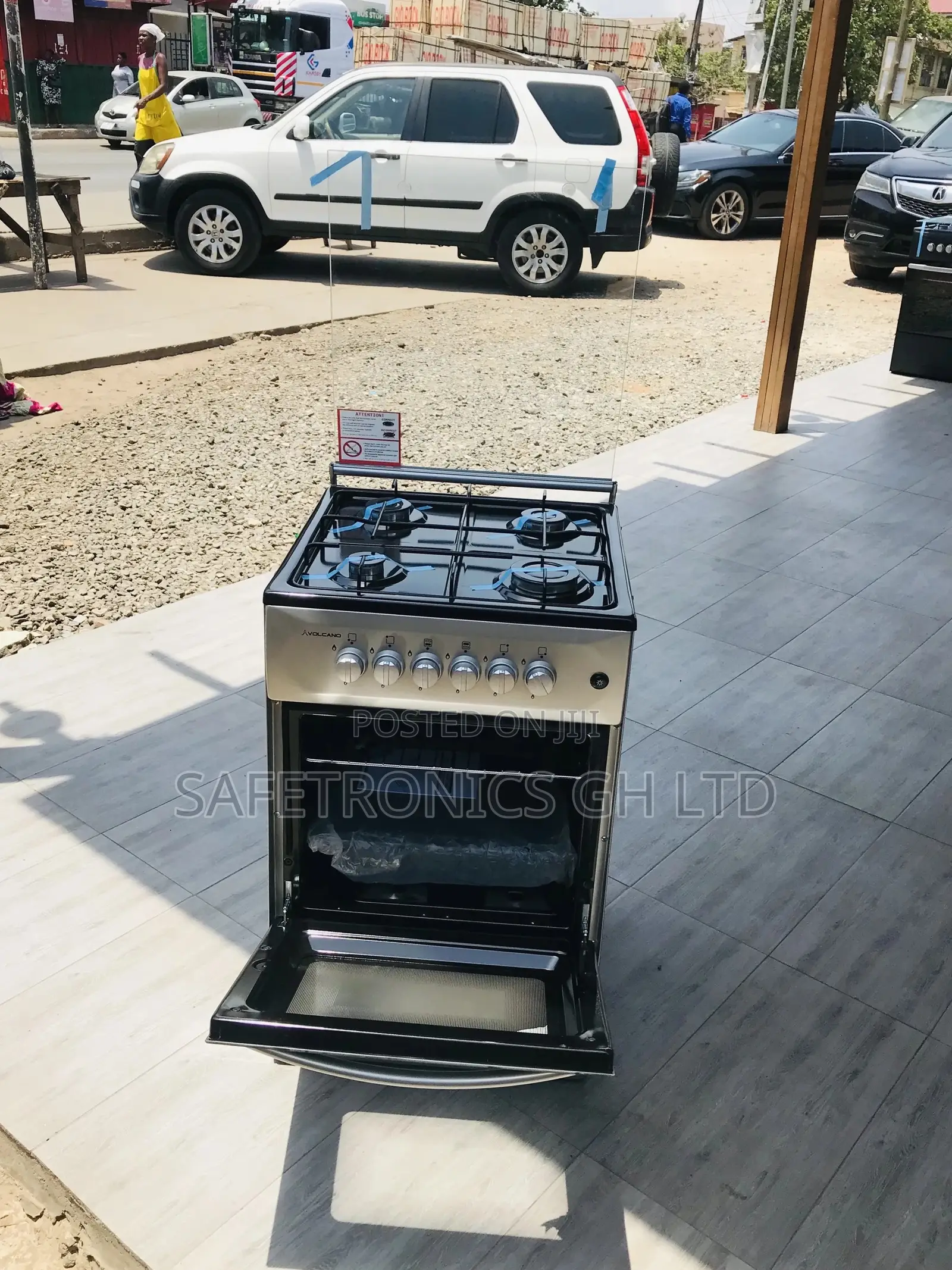 4 Burner Gas Oven With Grill Glass Lid Volcano 50x50