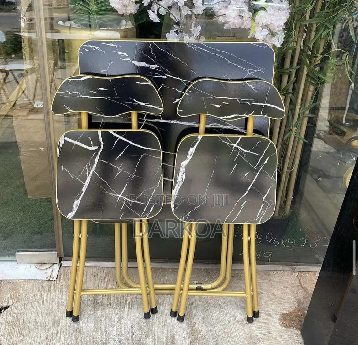 60cm Foldable Table/Faux Marble Folding Table