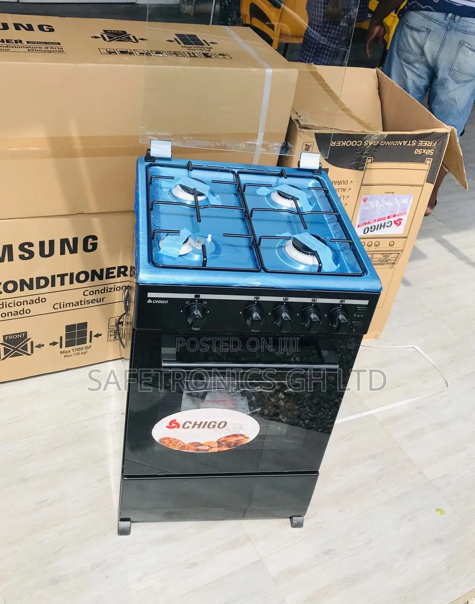 4 Gas Cooker Oven With Grill 50x50 Chigo Black