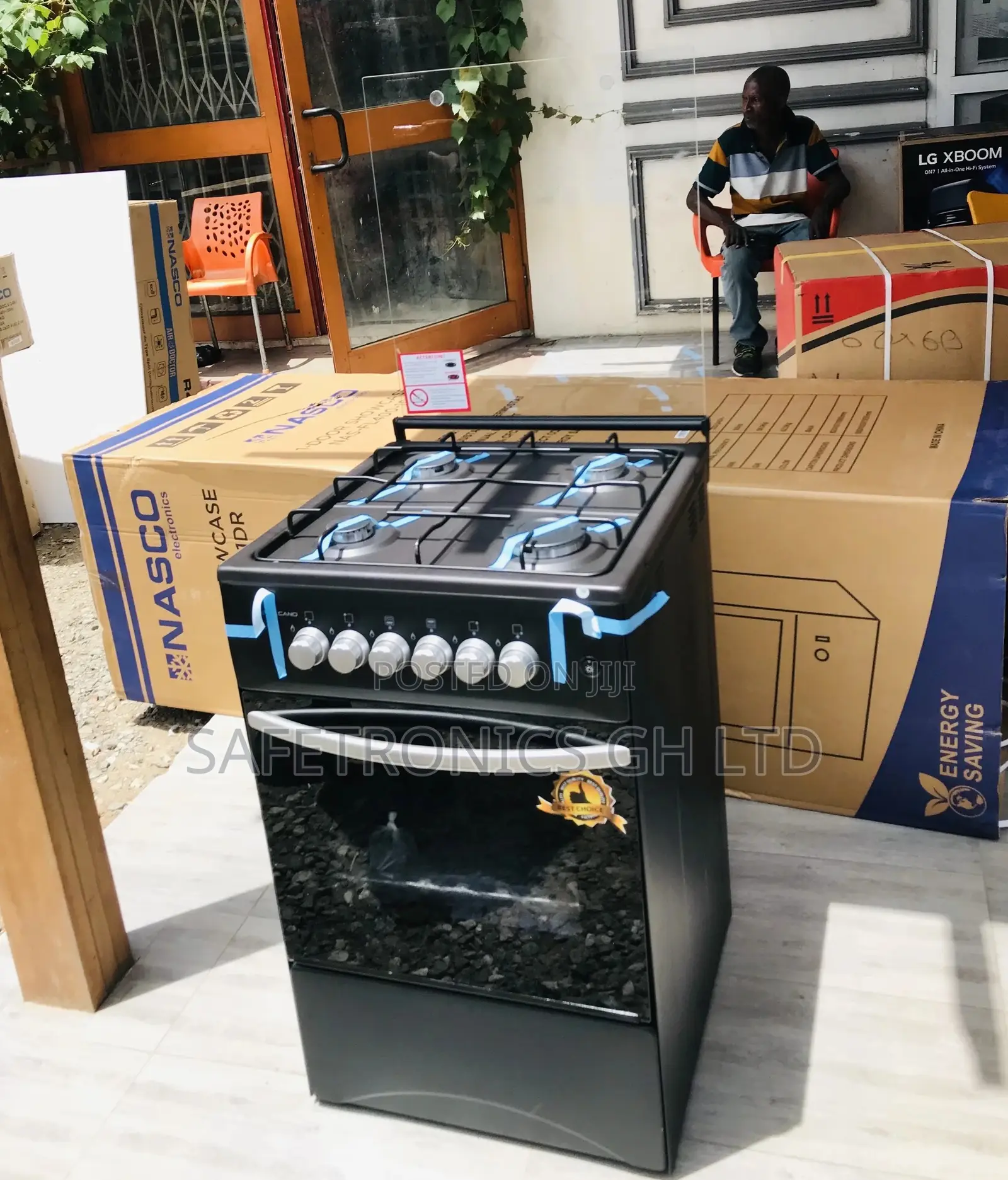 Oven With Grill Black Volcano 4 Gas Cooker Glass Lid 50x50